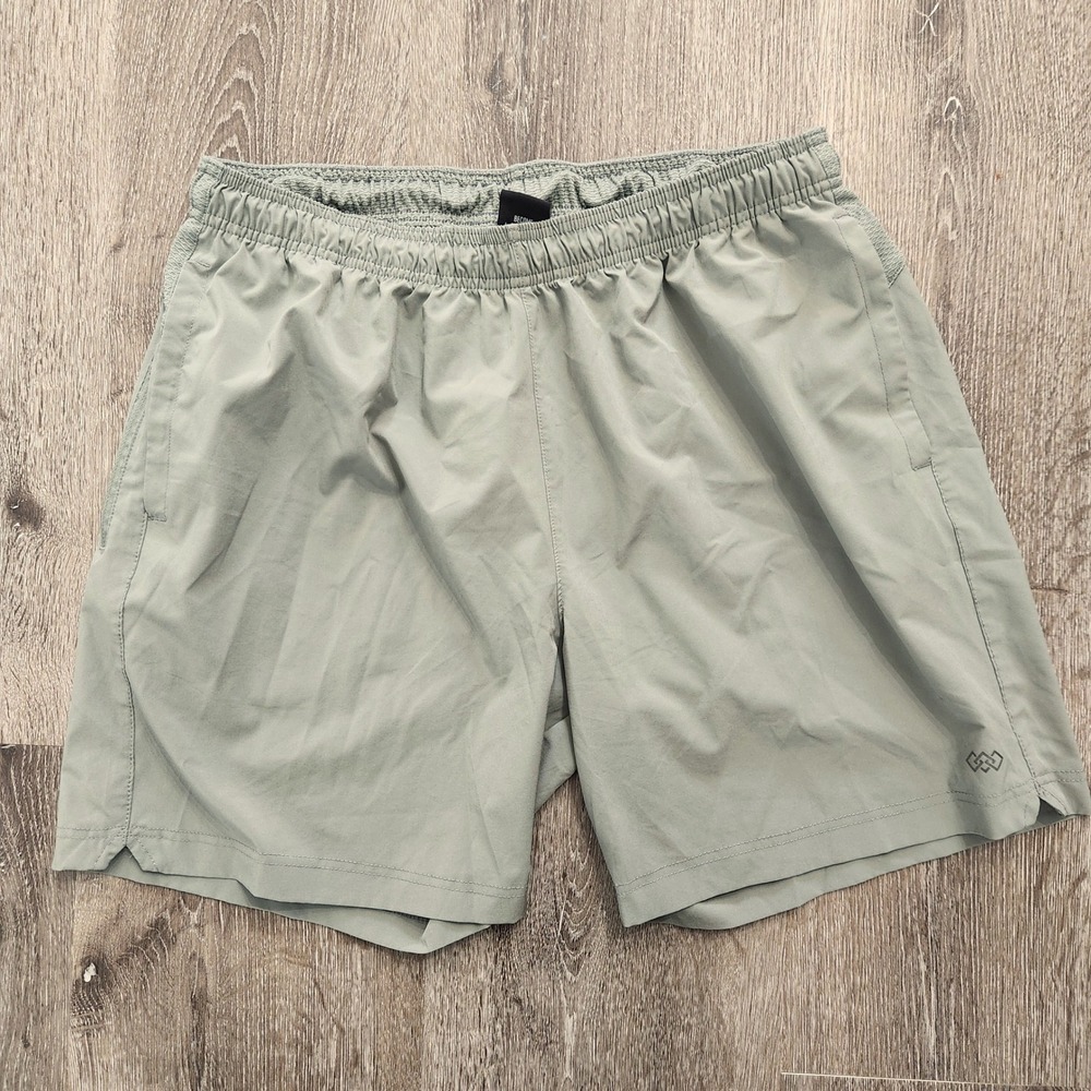 LEG3ND Mens Athletic Shorts XL Sage Green Elastic Waist Zipper Pocket